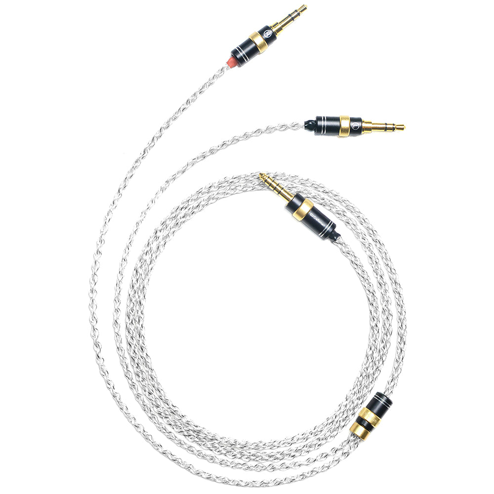 6N Single Crystal Silver & Graphene Hybrid Headphone Cable with Dual 3.5mm TRS Connectors