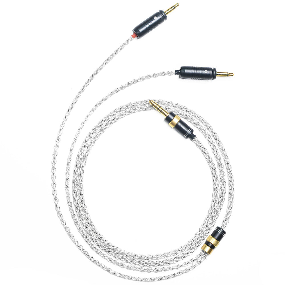 6N Single Crystal Silver & Graphene Hybrid Headphone Cable with Focal Dual 3.5mm Connectors