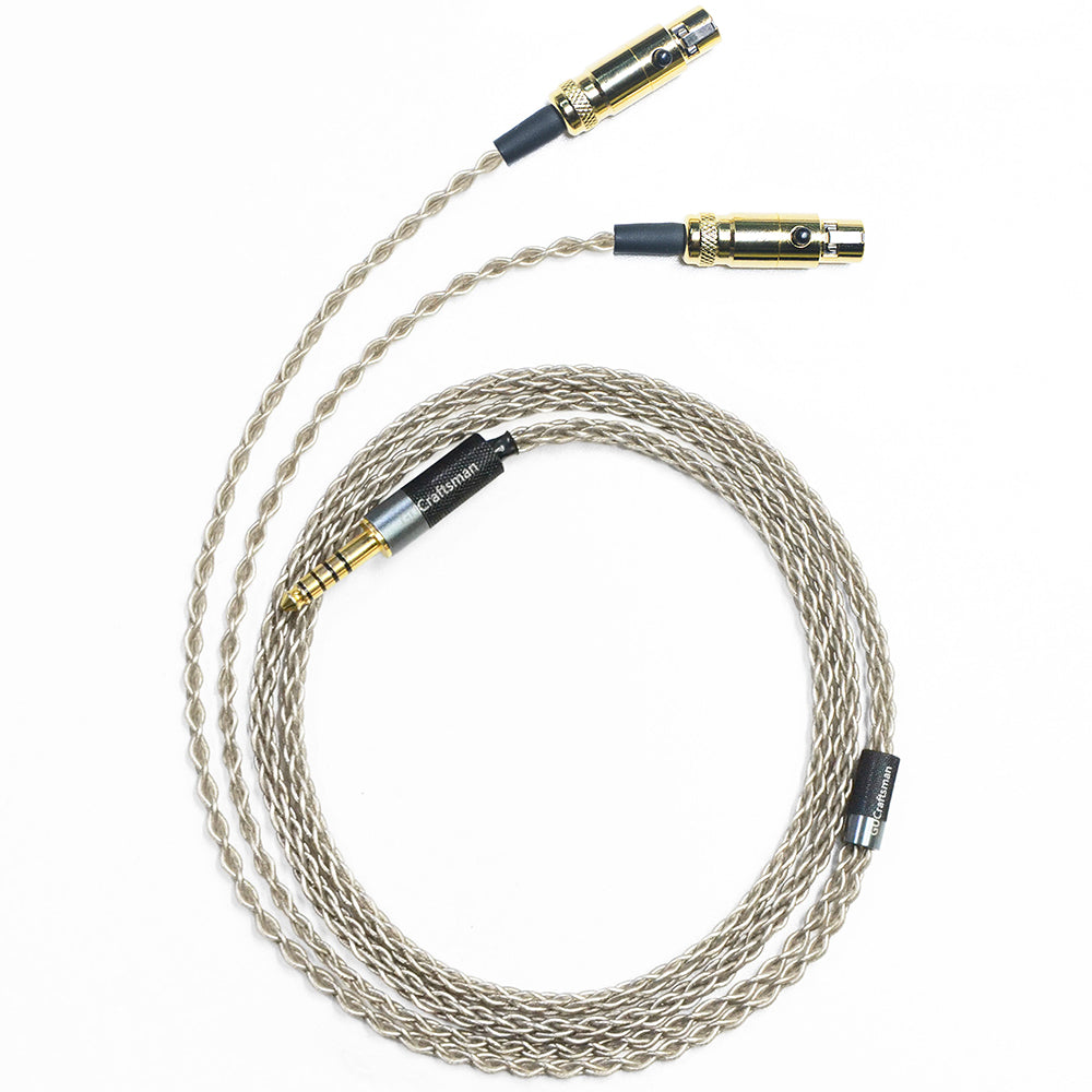 6N Single Crystal Silver Headphone Upgrade Cable with Dual 4-Pin Mini XLR Connectors