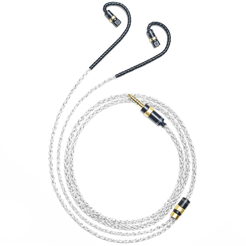 6N Single Crystal Silver & Graphene Hybrid IEM Cable with QDC-Style 2-Pin Connectors