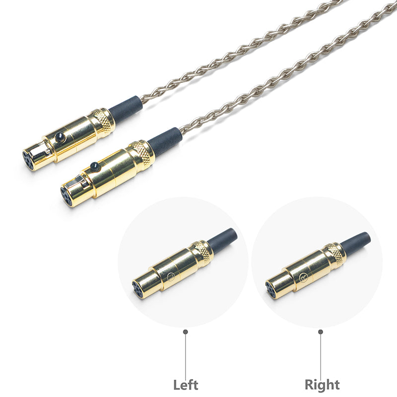 6N Single Crystal Silver Headphone Upgrade Cable with Dual 4-Pin Mini XLR Connectors - Image 2