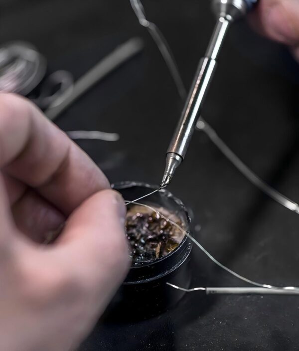Soldering a cable joint by hand