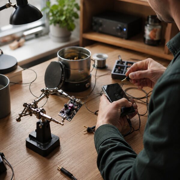 Testing a finished cable at the workbench